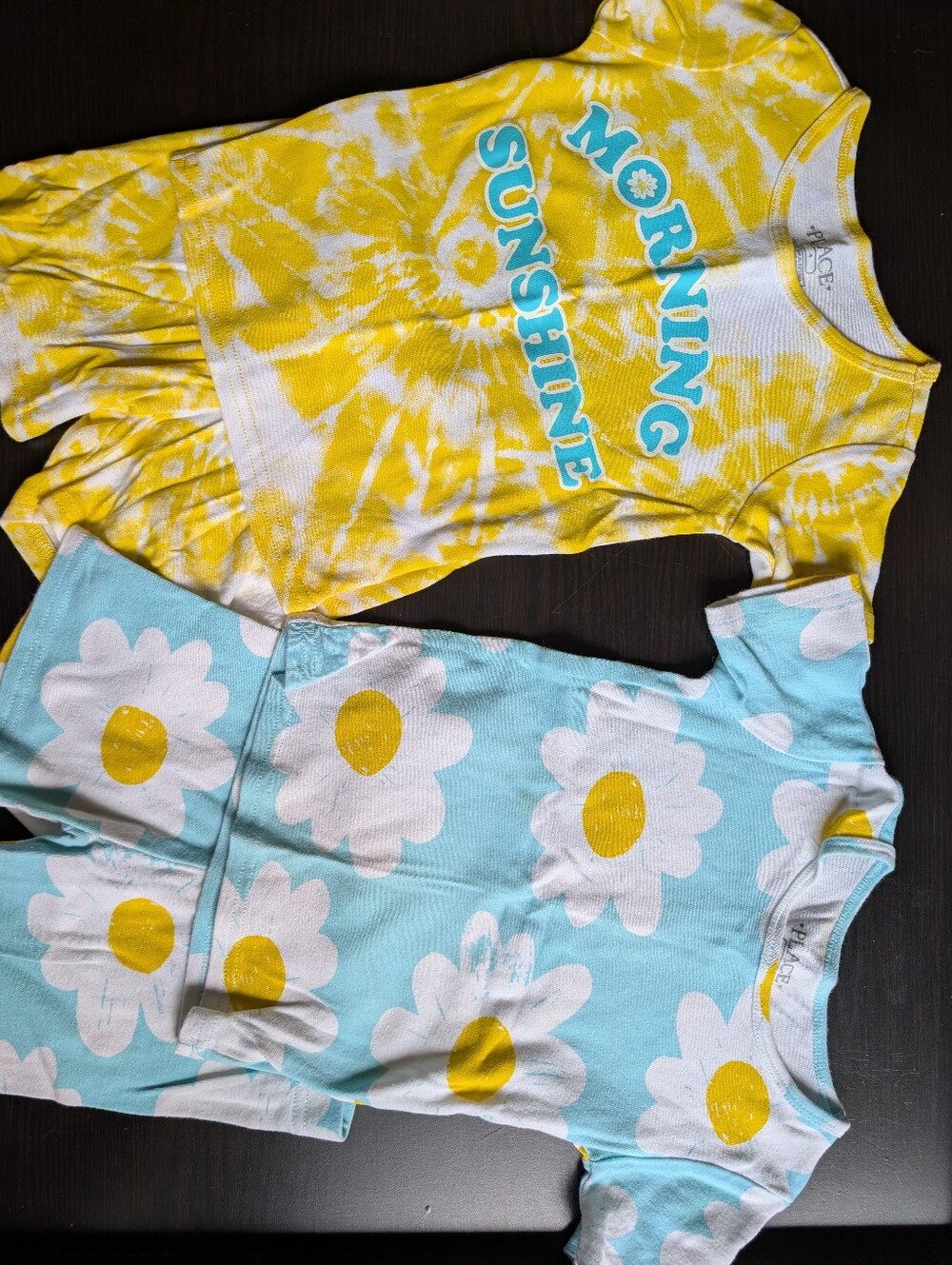 ☀️ "Morning Sunshine" Cotton Tie-Dye& Aqua Daisy PJ Set Girls 4